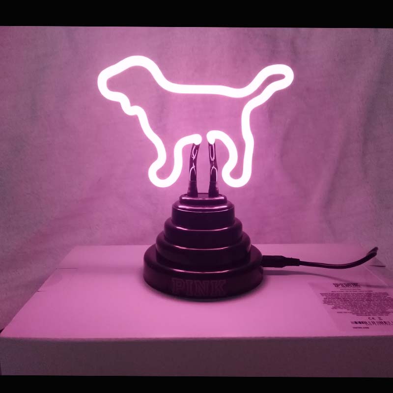 Roze Hond Neon Sign Neon Licht Dier Bureaulamp Neon Lampen Teken Versieren Thuis Slaapkamer Leuke Tafellamp USB Plug Borden
