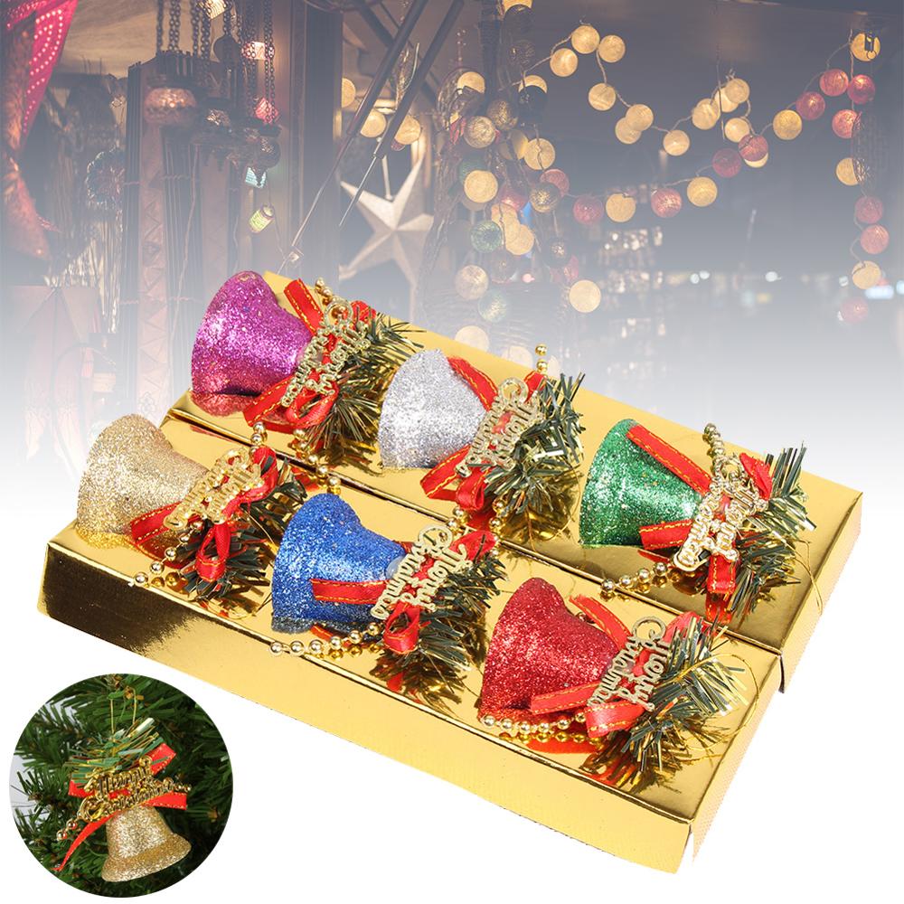 6 Stuks Kerst Bells Set Kerstversiering Ornamenten Xmas Tree Party Decoratie