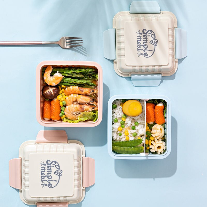 Plastic Lunch Box Food Container Microwave Oven Removable partition Lunch Bento Boxes Lunchbox