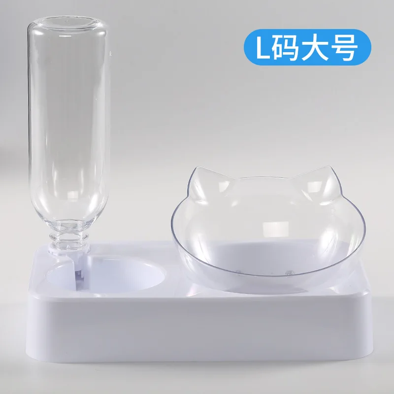 Plastikowe miski grawitacyjne dla kotów na wodę i karmę Podwyższone miski dla kotów Podwyższona miska na karmę dla małych psów Koty Przechylane podwójne miski Karmnik dla zwierząt: S / czarny