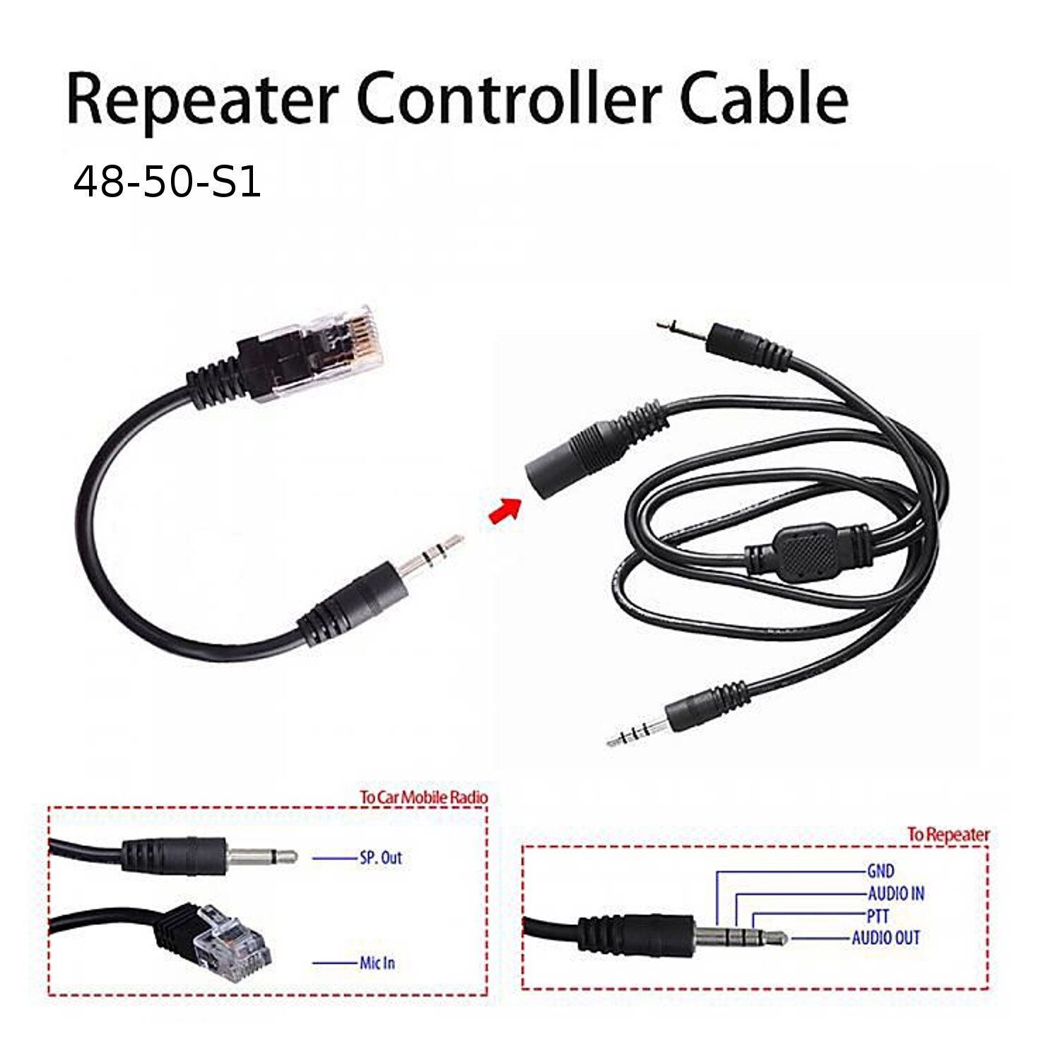 Surecom 48-50-S1 Repeater Kabel Anzug für iCOM IC-2200H IC-E208 IC-208H IC-2100H Mobile Radio und mic jack 8 PIN MODULAR HM-133V