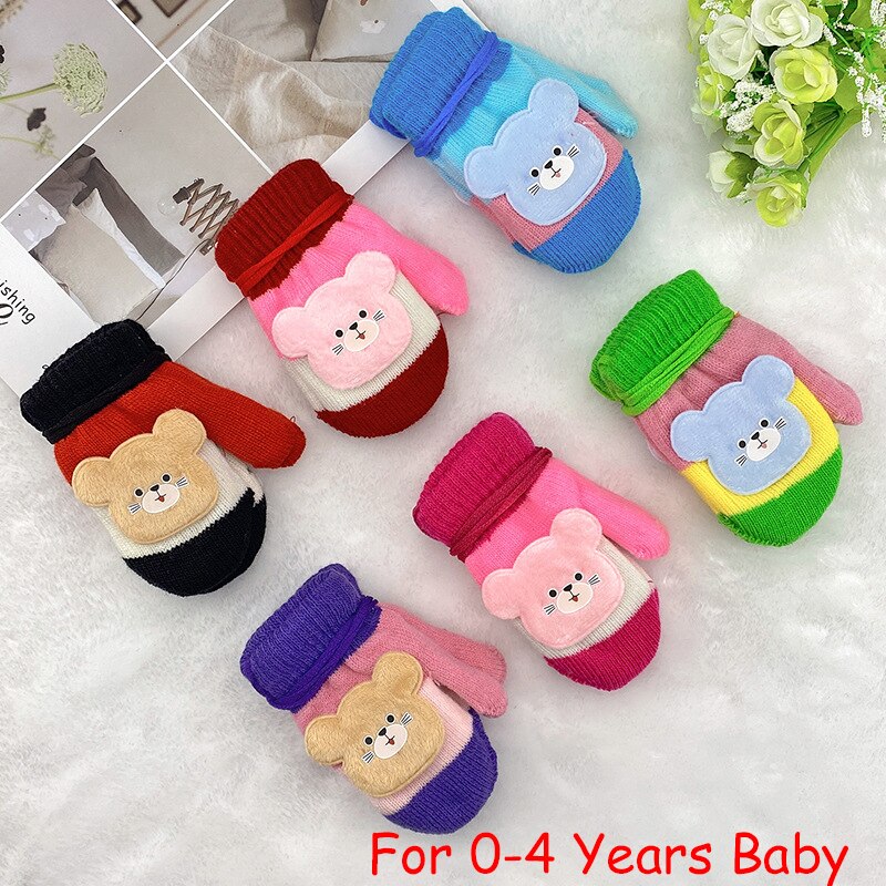 Inverno grosso quente luvas de natal para crianças crianças luvas de lã de malha corda da criança 5-10y meninos da menina das crianças: 1 pair by random