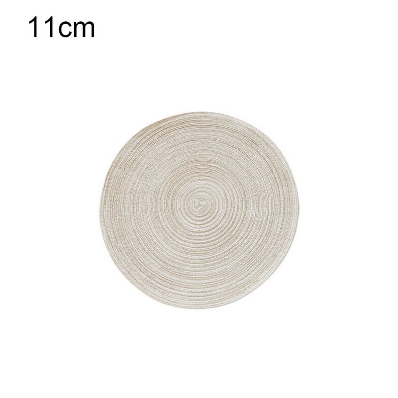 Nordisk rundbordsmatta anti-slip dryckunderlägg isolerade solida placemats linne halkfri ramie matta köksredskap för heminredning: Beige 11cm