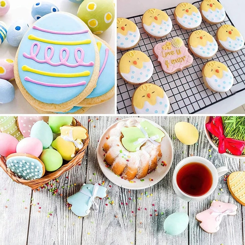 4Pcs Cookie Mold 3D Cartoon Bunny Eieren Biscuit Cutter Loaf Sugar Ambachtelijke Plunger Fondant Bakken Tools Gelukkig Pasen cake Decor