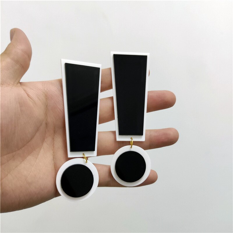 Symbool Uitroepteken Earring Voor Vrouwen Super Grote Grote Zwart Wit Acryl Mode Trendy Sieraden Hyperbole Accessoires