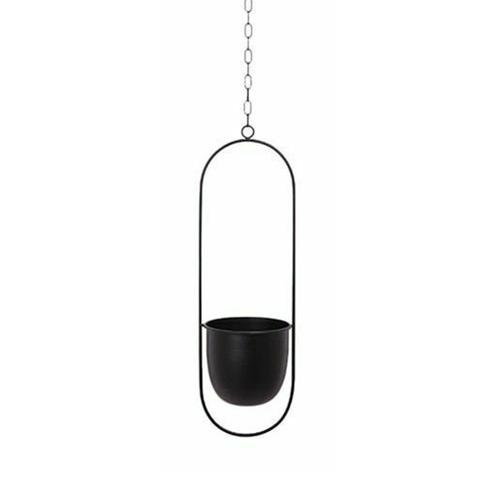Panier suspendu en fer, Pot de fleur suspendu, panier de fleurs suspendu, décoration murale, chaîne en métal, balcon de jardin,: black B