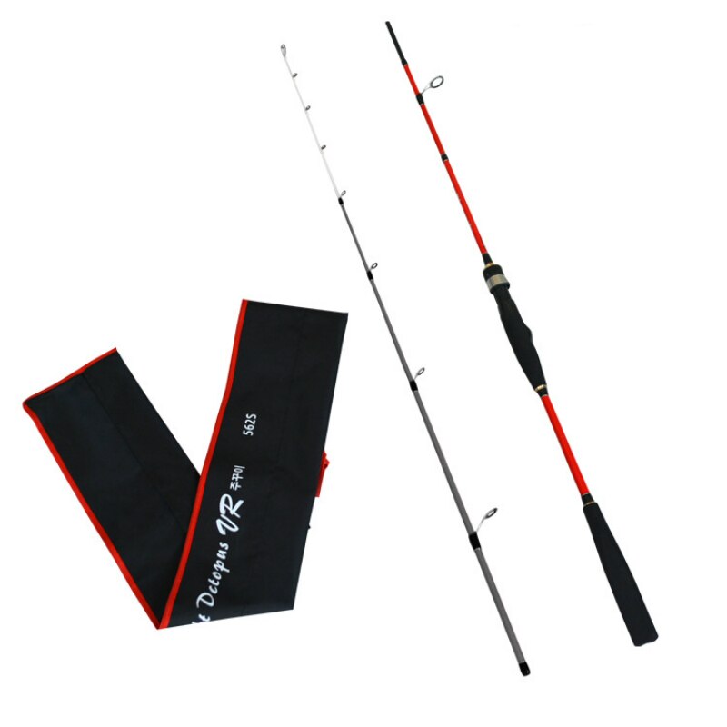 Canne à pêche Spinning ou Casting, pour calmar, seiche, 1.68 ou 1.8m, 2 sections, m/H, Action rapide, pour bateau, eau salée: Rouge / 1.8m Spinning