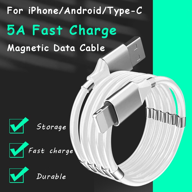 Magic Rope Magnetic Absorption Charging Data Cable For iPhone Samsung HUAWEI