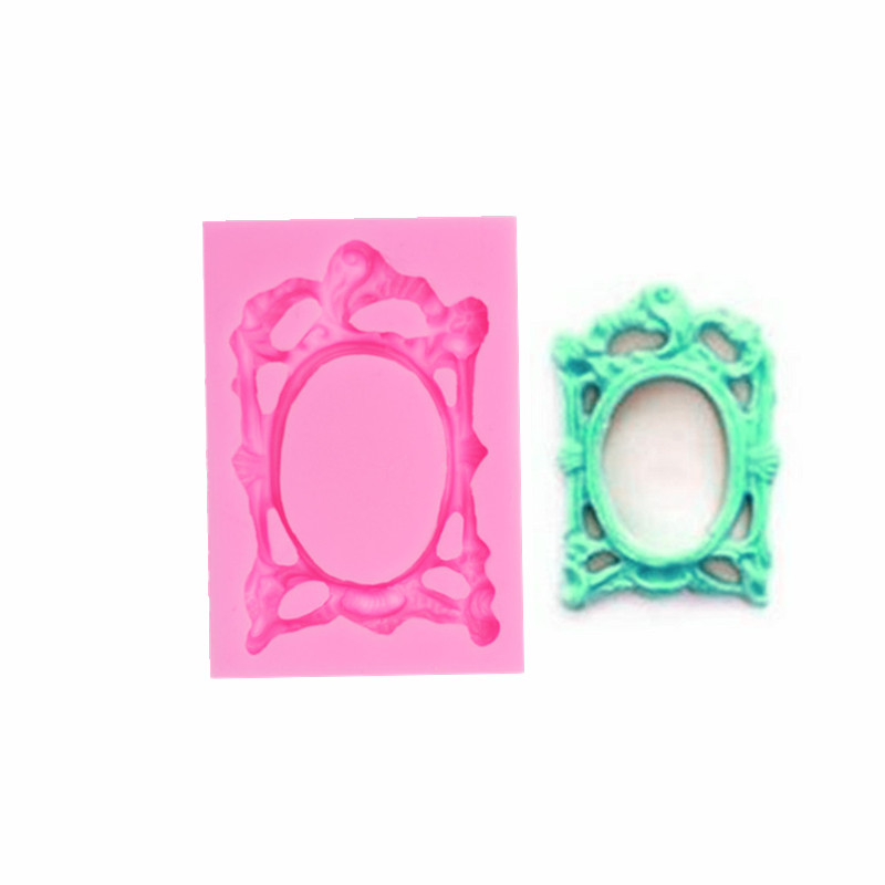 Marco de fotos, marcos de moldes de resina diy, herramientas de decoración de pasteles, borde de pastel de Chocolate, moldes de silicona, moldes para hornear en la cocina: Castaño