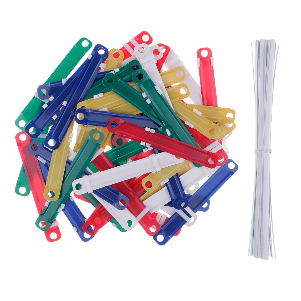 50 Pieces Plastic Binder Clips File Document List Binding List Components Two-hole Loose-leaf Binder Fasteners Stationery