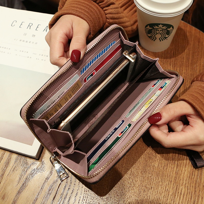 Woman Wallet Decent Purse Mobile Phone Bag Brand Female Card Leather Long Lady Wallets Girls Slim Card Holder