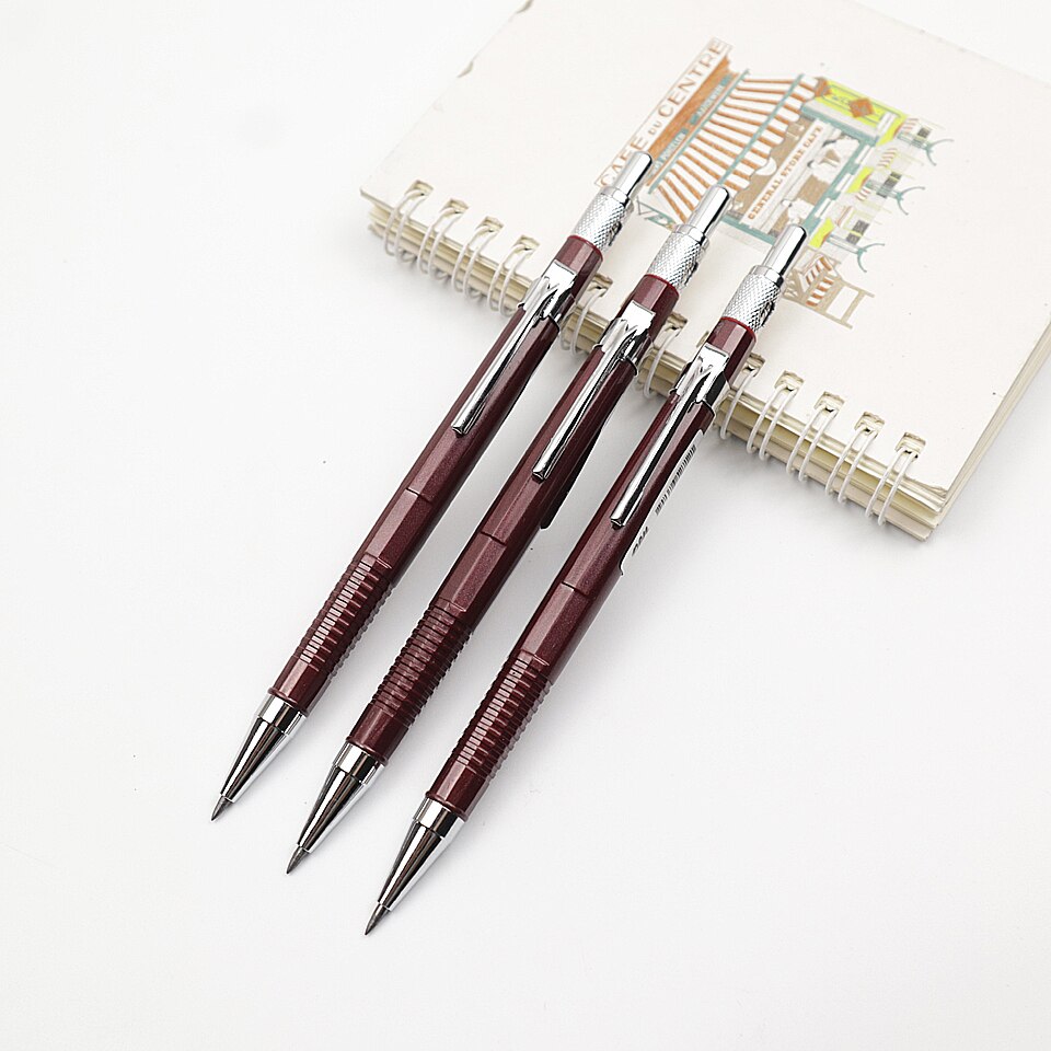 Mechanical Pencils 2.0mm 2B Red Plastic Drafting Automatic Pencil For Kid School Office Stationery Supplies Send 2 pencil lead