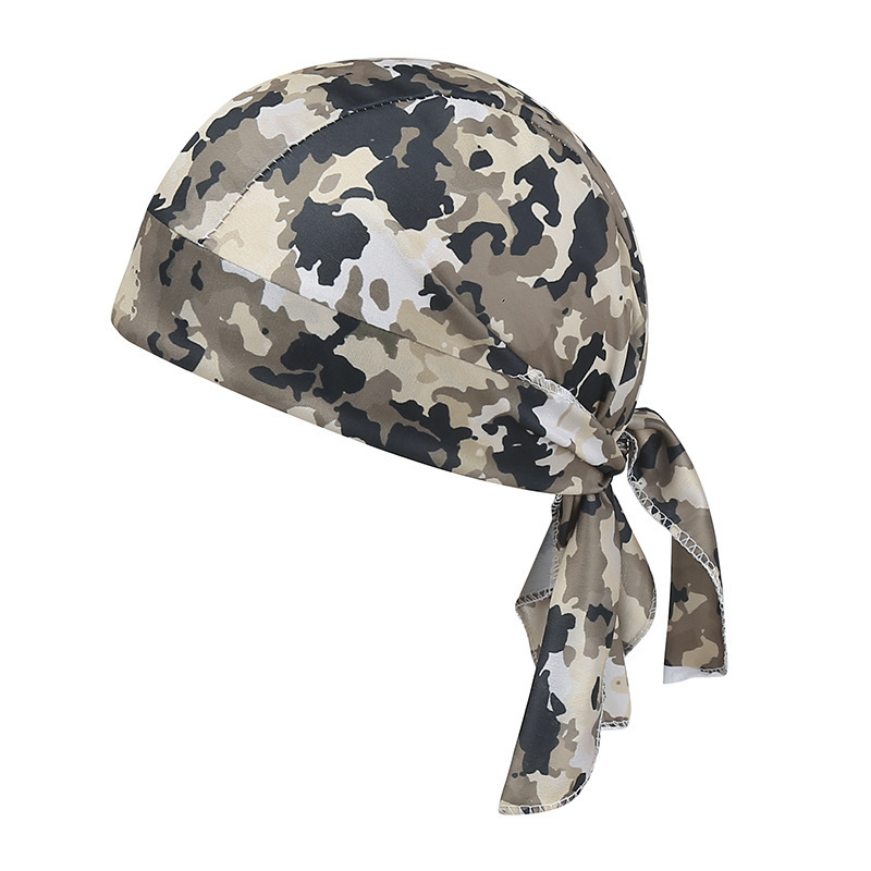 Camouflage Headband Bandana Handkerchief Head Man Pirate Hat Cycling Hood Sun Protection Sports Breathable Printed Headscarf: GRAY