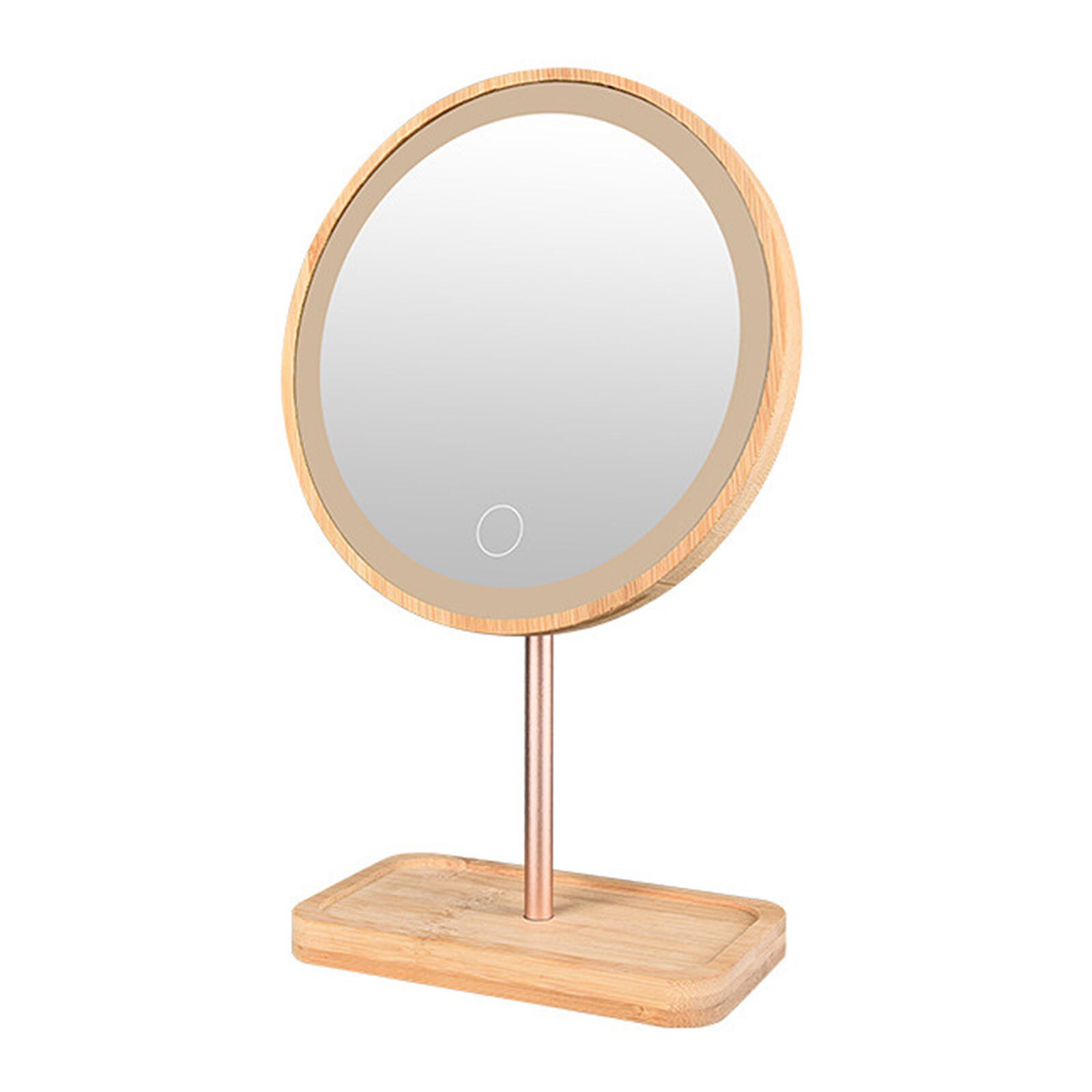 Wooden Desktop LED Makeup Mirror Magnifying USB Charging Adjustable Bright Diffused Light Touch Screen Beauty Makeup Mirrors: A2