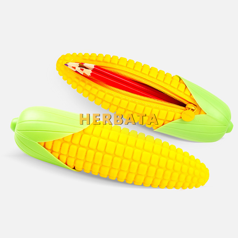 Corn Shaped Silicone Pencil Case - Fun Food-Themed Pen Storage Bag for School Supplies & Student Stationery (Cartuchera)