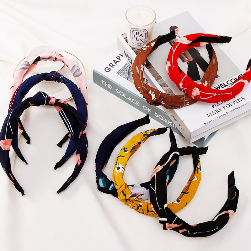 Neue Kopf Band oben Knoten Haarband Turban Elastische Haar Lünette Stirnband Für Frauen Mädchen druck Kopfschmuck Haar Zubehör