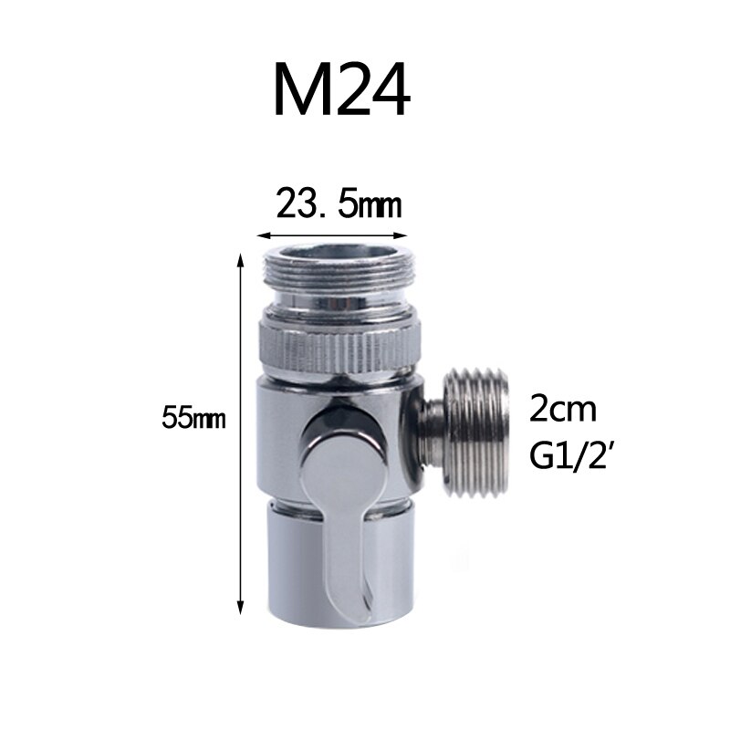 Förkromad koppar handfat kran luftare  f22 m24 g1/2 " avledningsadapter för toalett bidé spruta dusch tvättmaskin nippel: M24mm