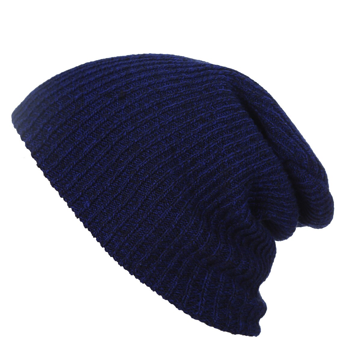 Gorros de abrigo gruesos de punto para hombre, gorro de Color liso, elástico, para primavera, otoño e invierno,: 1PCS Blue NMK105
