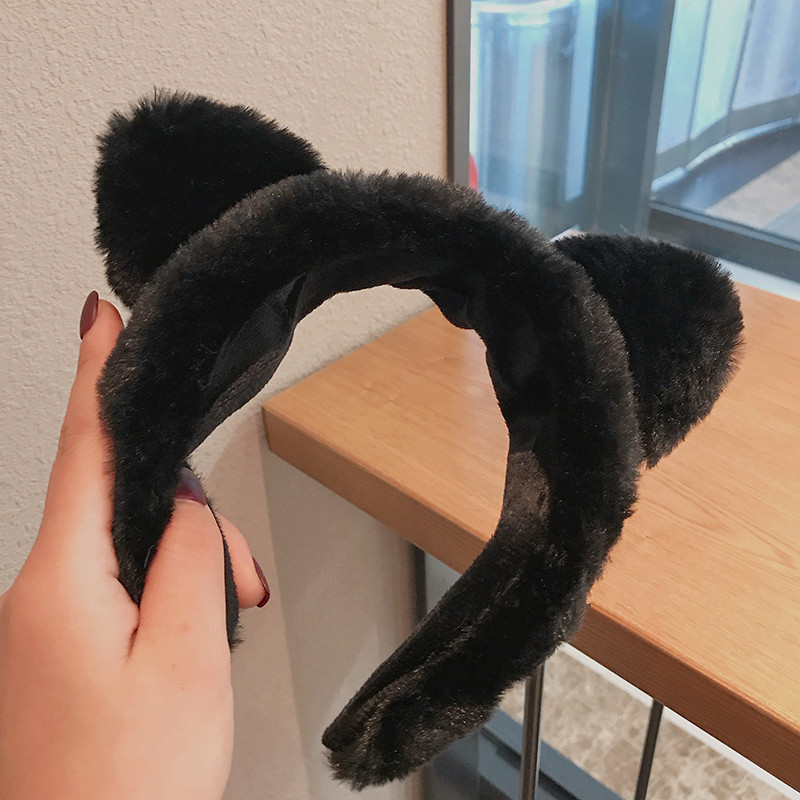 Diadema con Orejas de conejo de dibujos animados para mujer y niña, diadema con Orejas de oso y conejito, banda para el pelo para Cosplay, aro para el pelo de felpa a la , accesorios para el cabello: royal blue