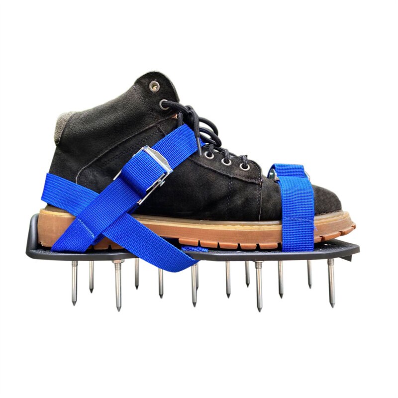 Manuel plæne aetaor passer til alle plænelufter pigsko plænelufter sko med krog-og-løkke stropper og skridsikker metalspænde