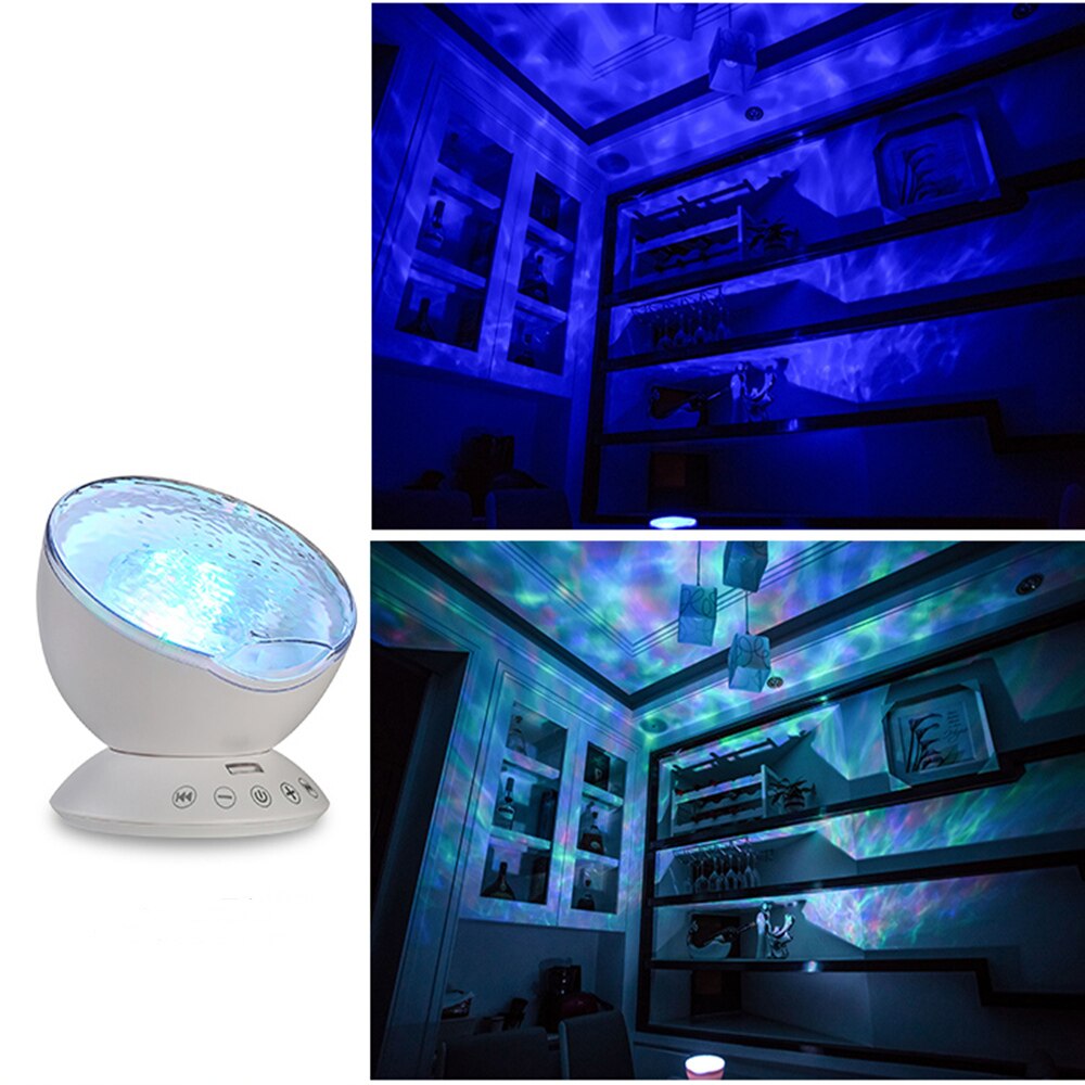 7 kleuren led nachtlampje hemel afstandsbediening oceaan golf hemel projector met mini muziek nieuwigheid babylamp voor kinderen