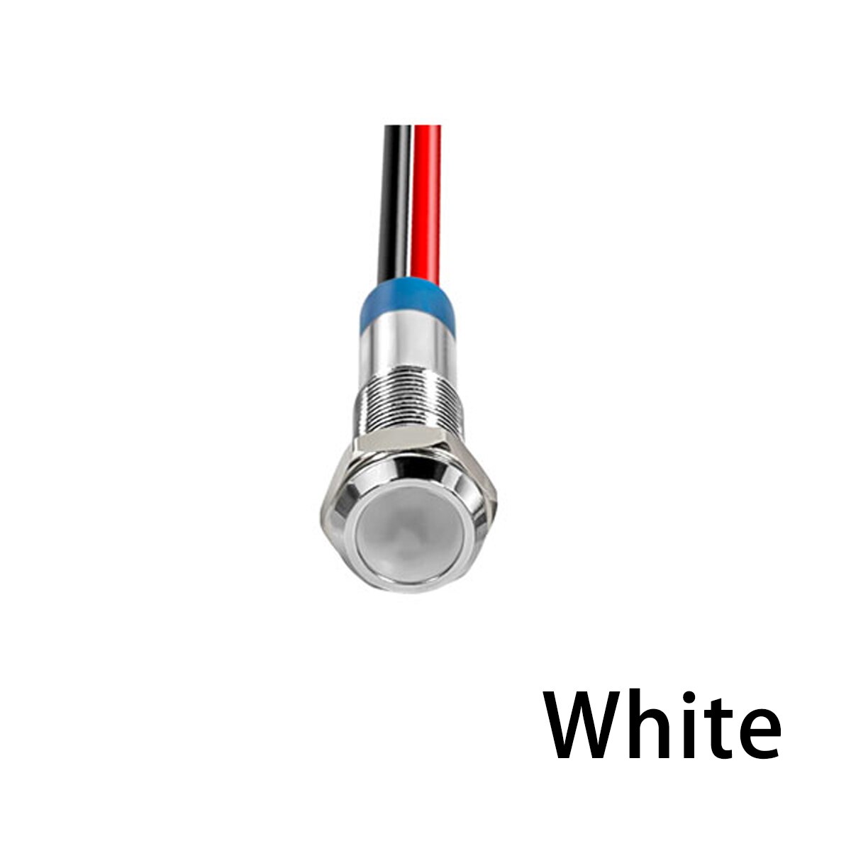 Indicador de luz LED de advertencia de Metal, 6mm, resistente al agua IP67, lámpara de señal piloto, interruptor de cables de 6V, 12V, 24V, 220V, rojo, azul, blanco, amarillo y verde: White / 220V