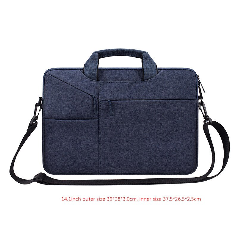 Men's Women's Shockproof Briefcase Laptop Bag Documents Cell Phone Storage Shoulder Tote Crossbody Travel Office Business Pouch: Navy M