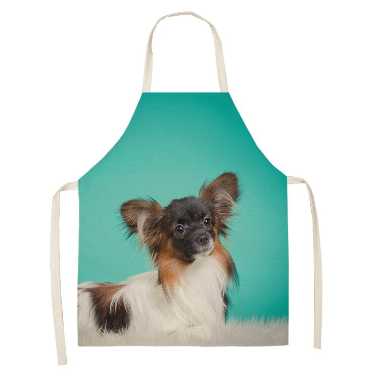 Delantal de cocina para padres e hijos precioso perro foto impresa sin mangas algodón Lino Delantales para hombres mujeres hogar Herramientas de limpieza: type19 / Child