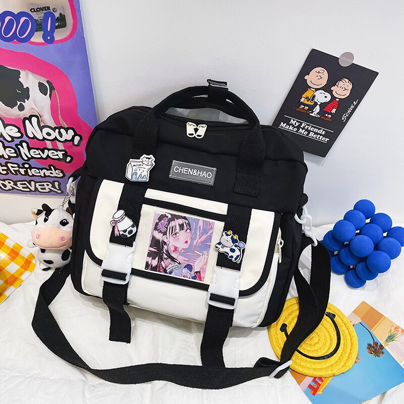 Koreański Student Campus wodoodporny plecak kobiety wielofunkcyjny plecak podróżny 2021 tornistrów dla nastoletnich dziewcząt torba na ramię: Black / Only-Bag