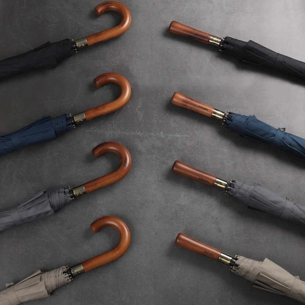 Parachase Big Umbrella Men Women Rain Double Layer Windproof 8 Ribs Wood Long Handle Umbrella Automatic Strong Guarda Chuva