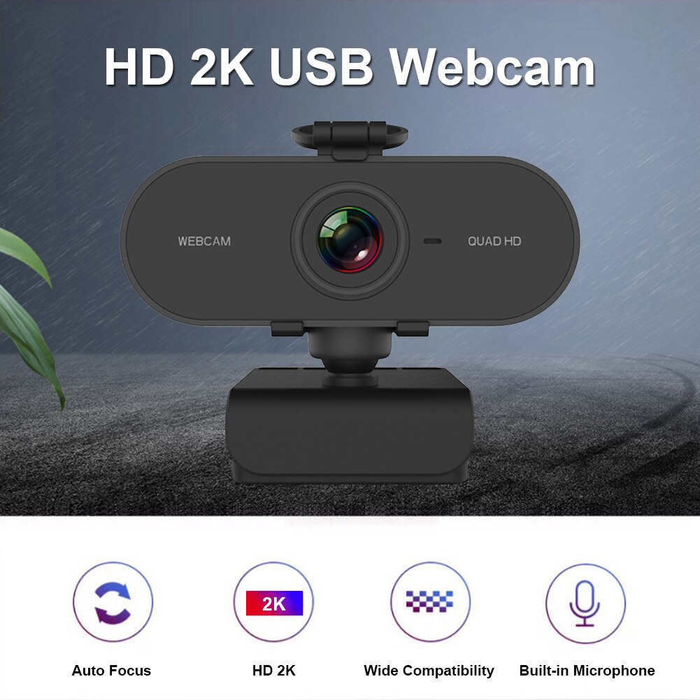 4MP 2K HD Webcam with Built-in Microphone USB Driver Free Web Camera with Privacy Cover Tripod for PC Computer Smart TV Live