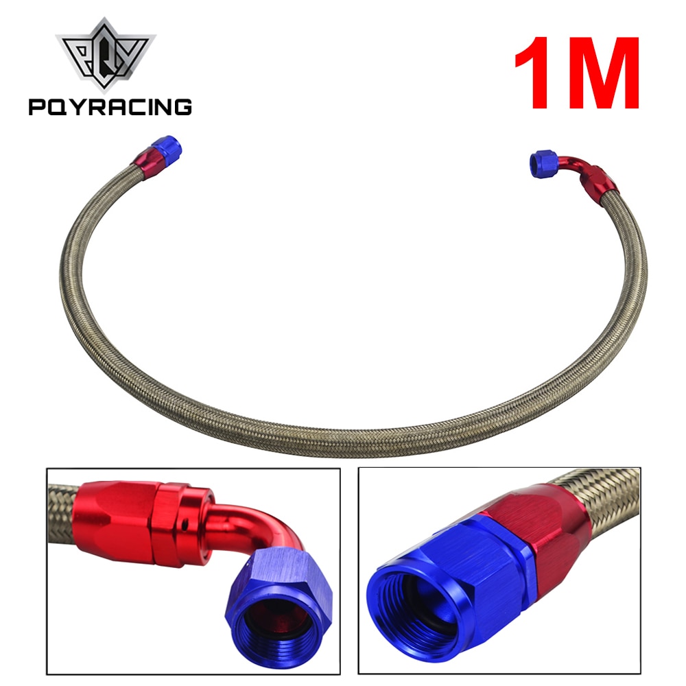 PQY - 1METER AN10 STAINLESS STEEL BRAIDED Fuel Oil Line + STRAIGHT AN SWIVEL FITTING + 90 DEGREE AN SWIVEL FITTING PQY3701S