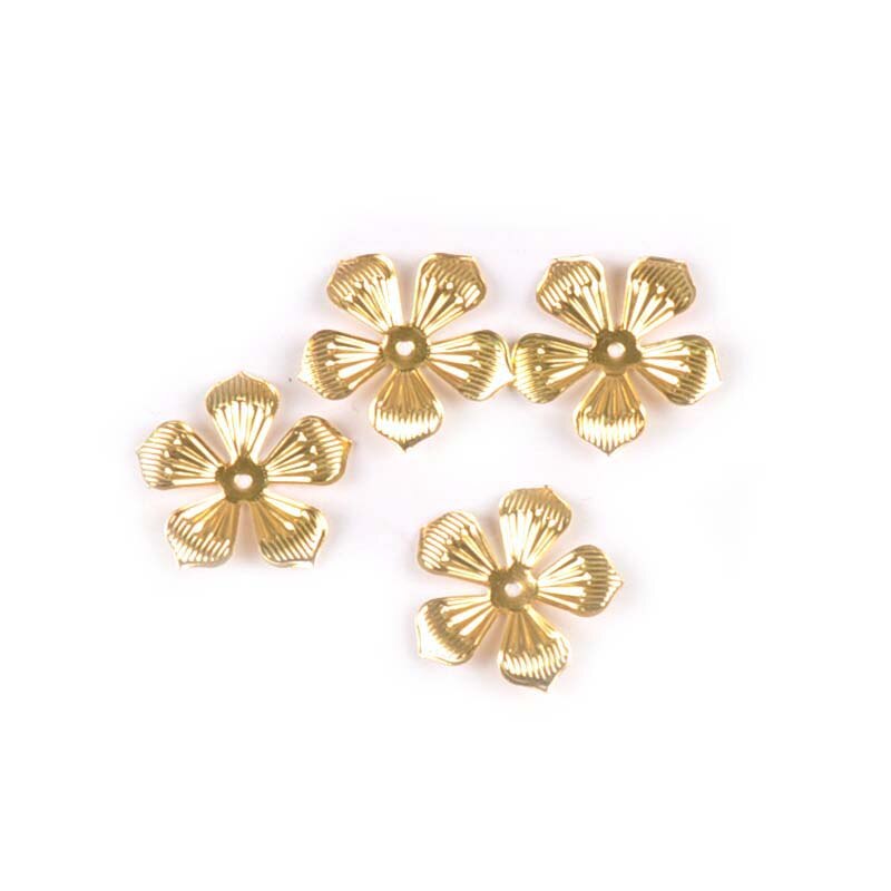 50 Uds. Y flores doradas con filigrana de conectores/Plateadas/bronce, adornos para álbum de recortes DIY, decoración hecha a mano para el hogar, artesanía de Metal Yk0742: gold
