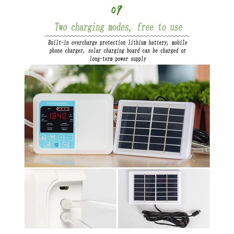 Upgraded Dual Pump Solar Automatic Electronic Watering Timer Garden Irrigation Controller Plant Watering System