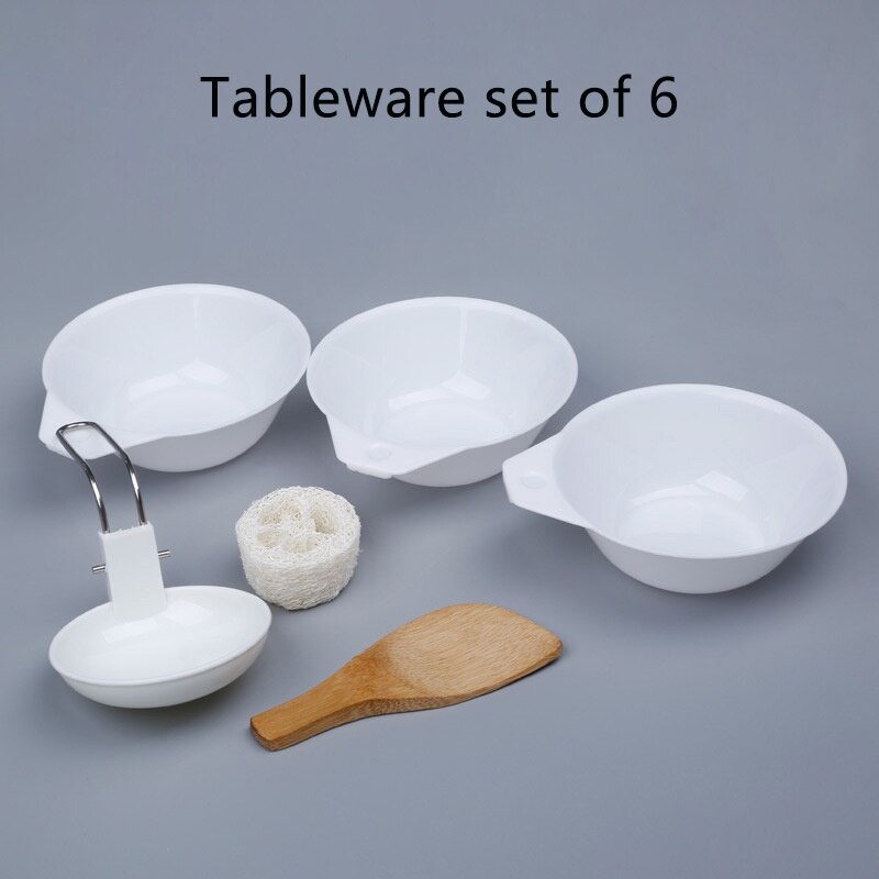 6pcs/set Outdoor Bowl Set Cookware Portable Camping Hiking Cookware Backpacking Picnic Bowl Spoon Rice Ladle Kit c