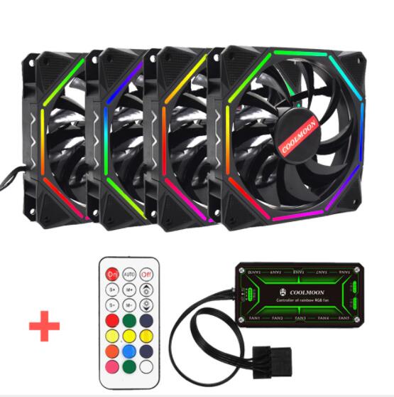 Computer Case RGB Fan KITS LingLong Exquisite Discolorable Halo 12025 For PC Case: Kit 4