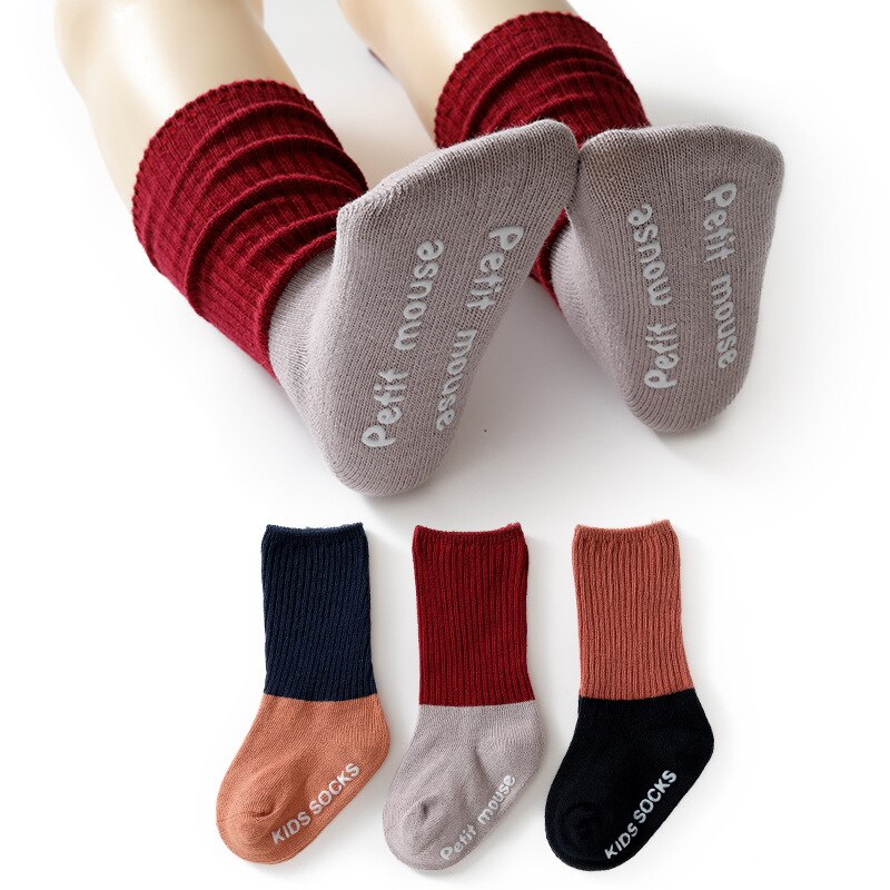 3 pièces/lot bébé bambin chaussettes anti-dérapant Silicone chaussettes bas bébé garçons chaussettes pour 0-3 ans enfants enfants chaussettes
