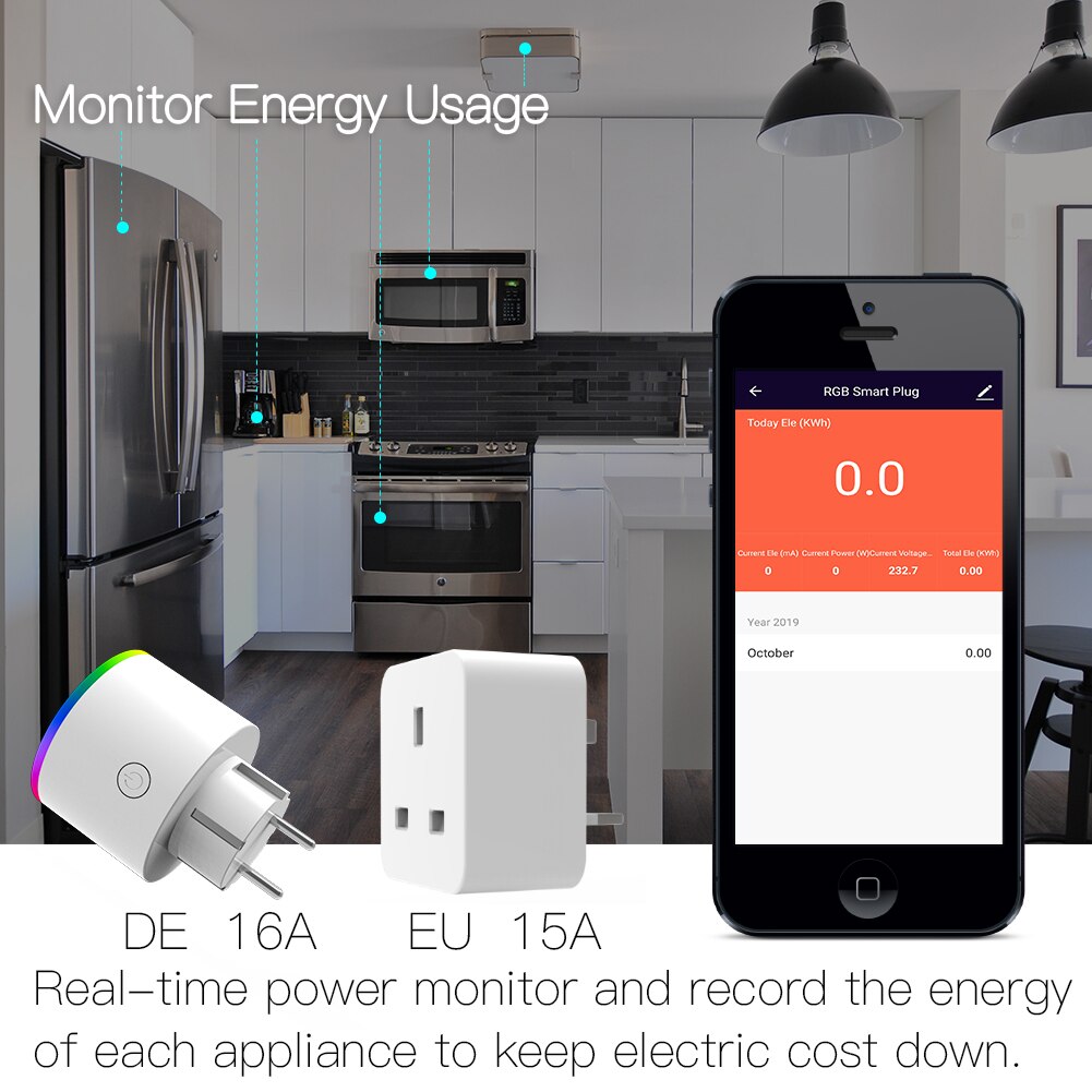 Wifi smart stikkontakt trådløs stikkontakt smart life/tuya app fjernbetjening arbejde med alexa google home ingen hub påkrævet