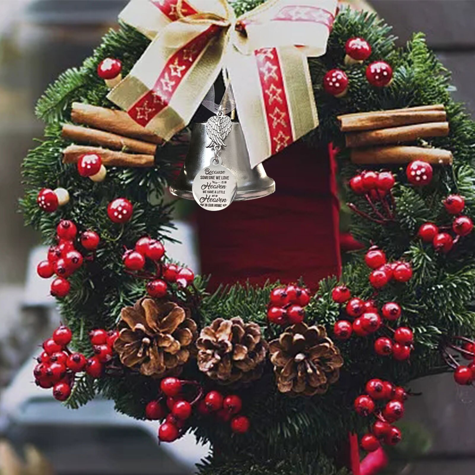 Kerst Bel Hanger Duurzaam Prachtige Klokkenspel Ornament Aangenaam Geluid Zijden Linten Gedenkteken Decoratie Decoratie