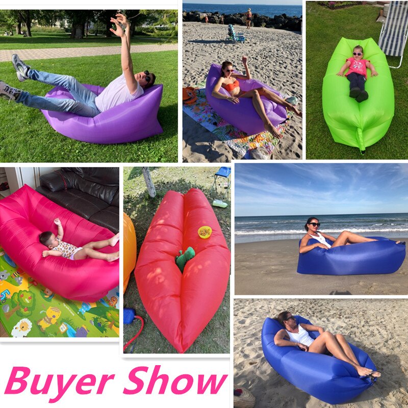 Camping Inflatable Sofa Lounger Air Sofa Lazy Bag Portable Air Bed Down Sleeping Bag Outdoor Ultralight Beach Travel Bag