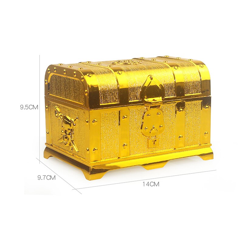 Doldoly Piraat Schatkist Doos Sieraden Opbergdoos Case Home Decoratieve Slaapkamer Opslag Speelgoed Box Party Gunsten Props: golden chest II