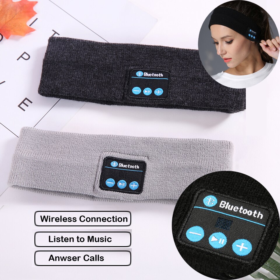 Wireless Bluetooth Music Headband Knits Sleeping Headwear Headphone Speaker Headset Sports Cap Smart Stereo Hat Mic Party