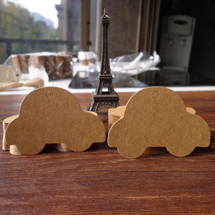 50 stk bil kraft blank part kraft pap tags bryllup favor papir tags pris label fest hænge tags 6 x 5cm