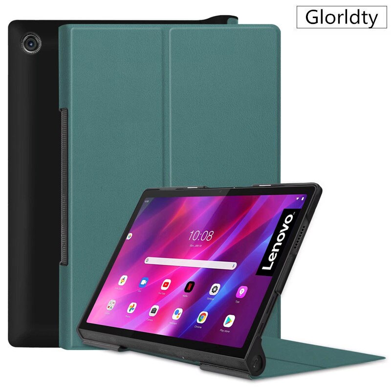Geschilderd Funda Voor Lenovo Yoga Tab 11 Case YT-J706F Pu Lederen Flip Etui Voor Lenovo Yoga Tab 11 Yt j706F Tablet Coque + Pen: green