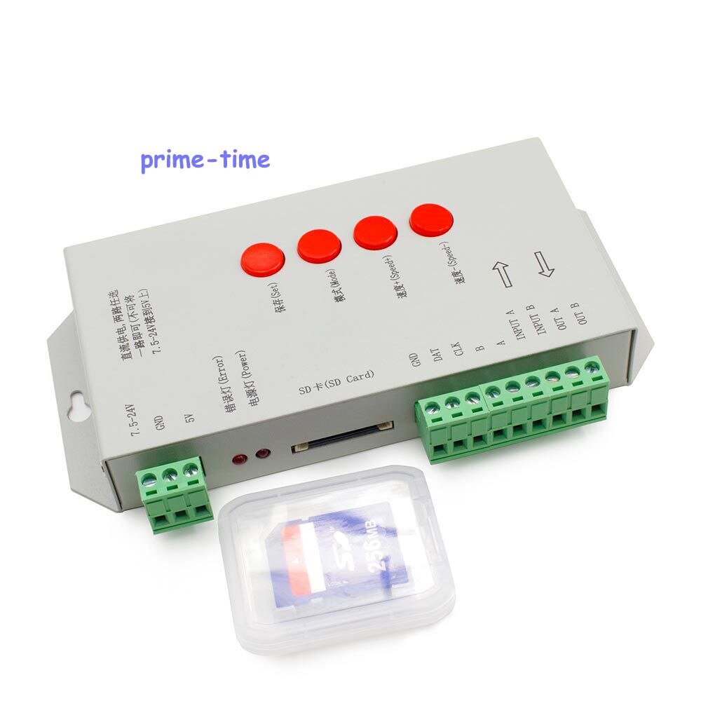 T1000S LED Controller SD Card WS2801 WS2811 WS2812B LPD6803 LED Strip DC5V- 24V RGB full Color Controller Max 2048 Pixels