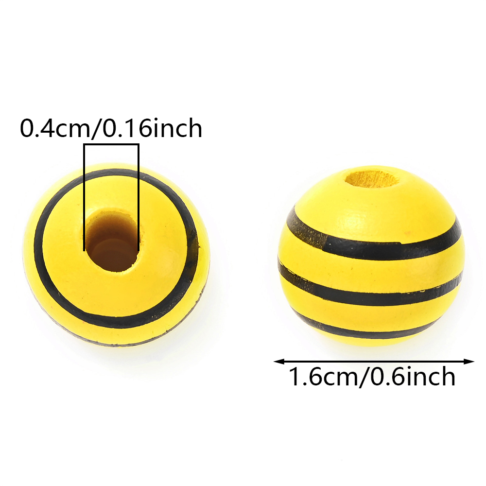 Ensemble de perles décoratives peintes en jaune, jolies perles en bois, perles d'espacement rondes, guirxiété de bricolage, décor de fête exécutif, 10 pièces