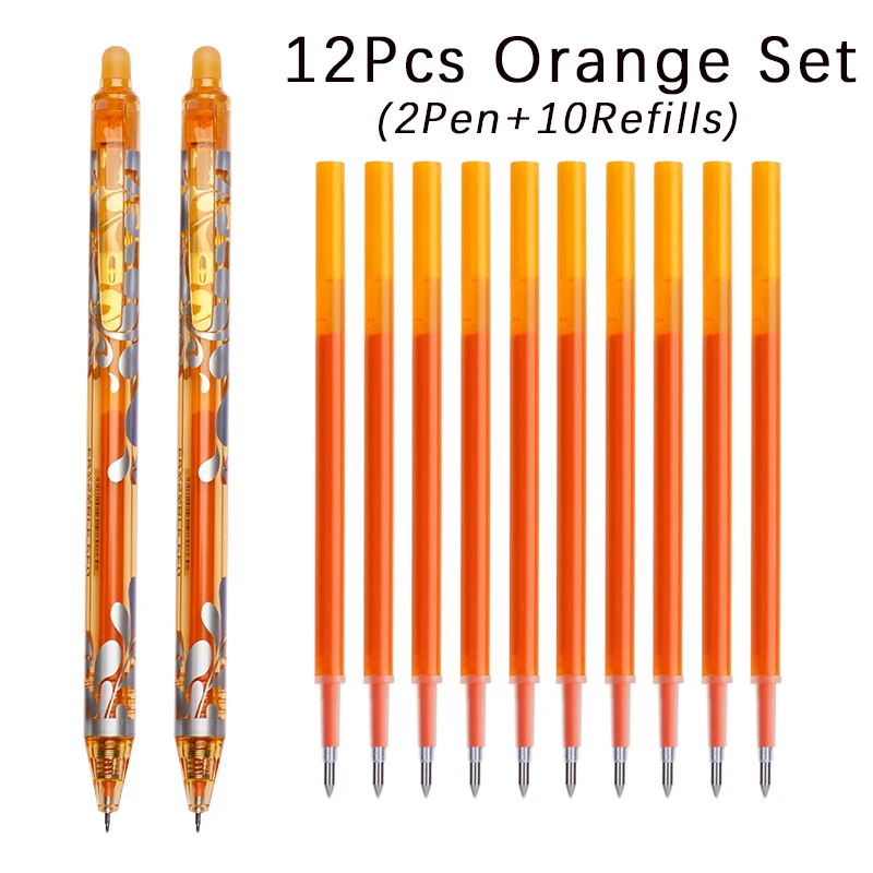 Large Capacity Ink Erasable Pen 6-color Push Gel Pen Set 0.5mm Transparent Colors Pen Office Writing Supplies Kawaii Stationery: Dark Grey