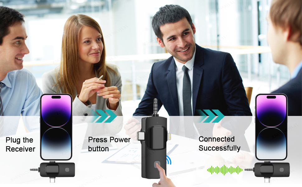 4 In 1 Wireless Lavalier Microphone for iPhone Android 3.5mm for radio Live Recording Noise Reduction Mini Microph