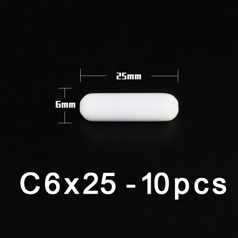 PTFE Magnet Rührer Rühren Bar Zylindrischen Typ-C Magneton Rühren Rührgerät Weiß Dreh Riegel, mehrere Größen Für Wahl, 10 stücke: C6x25mm-10Stck