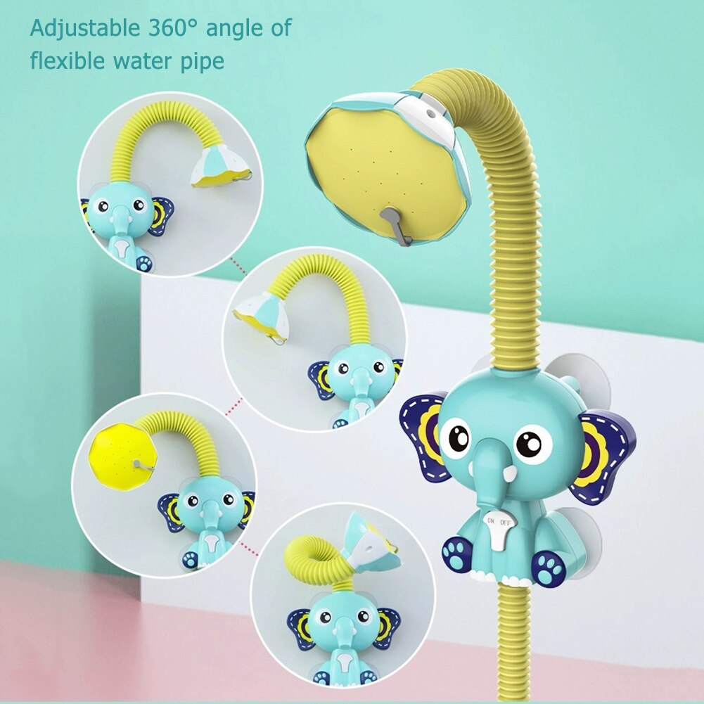 Baby Shower Bath Toy Flexible Cute Shape Elephant Electric Bath Shower Head Tap Educational Learning Study Toy